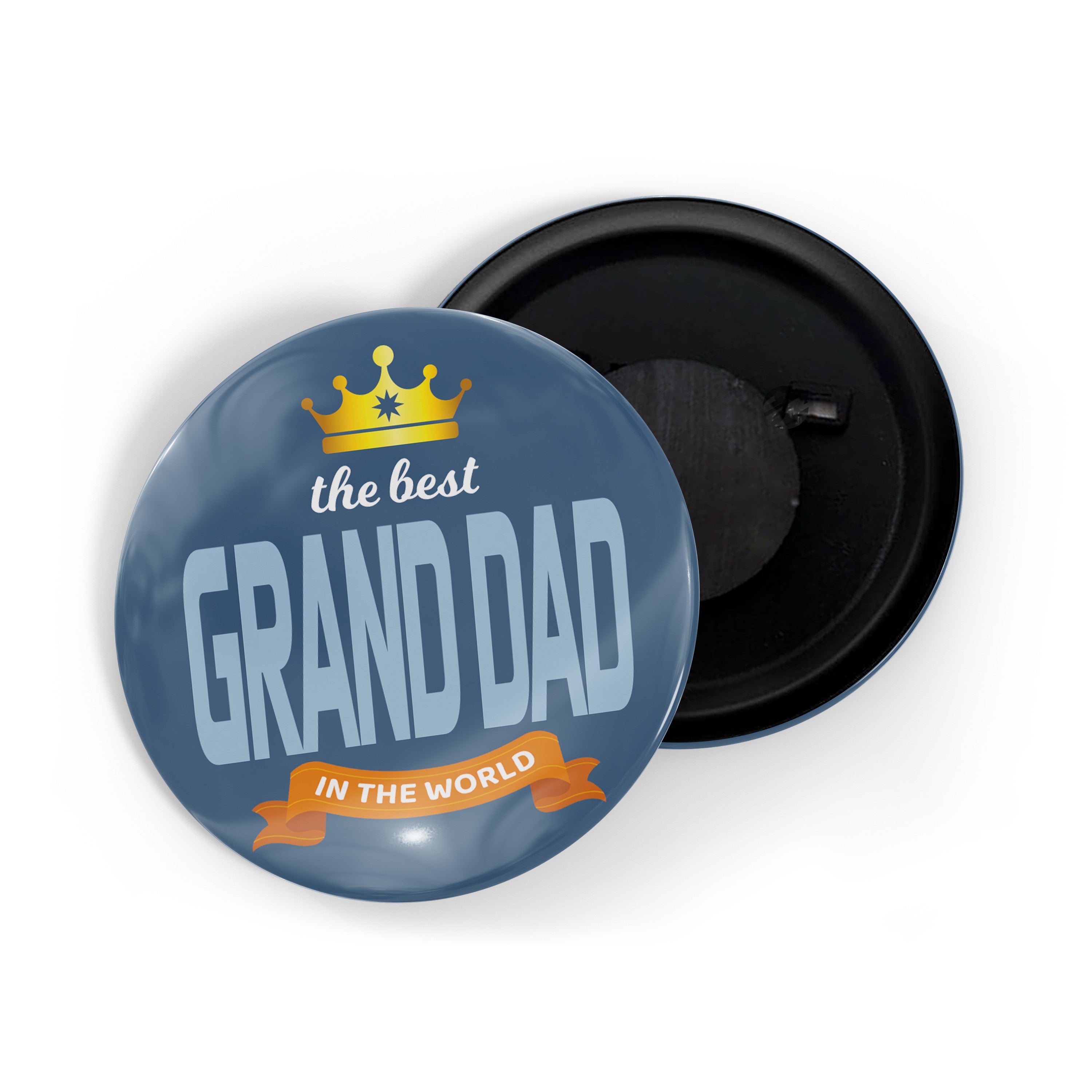 dhcrafts Fridge Magnet Blue Best Grand Dad In The World Glossy Finish Design Pack of 1 (58mm)